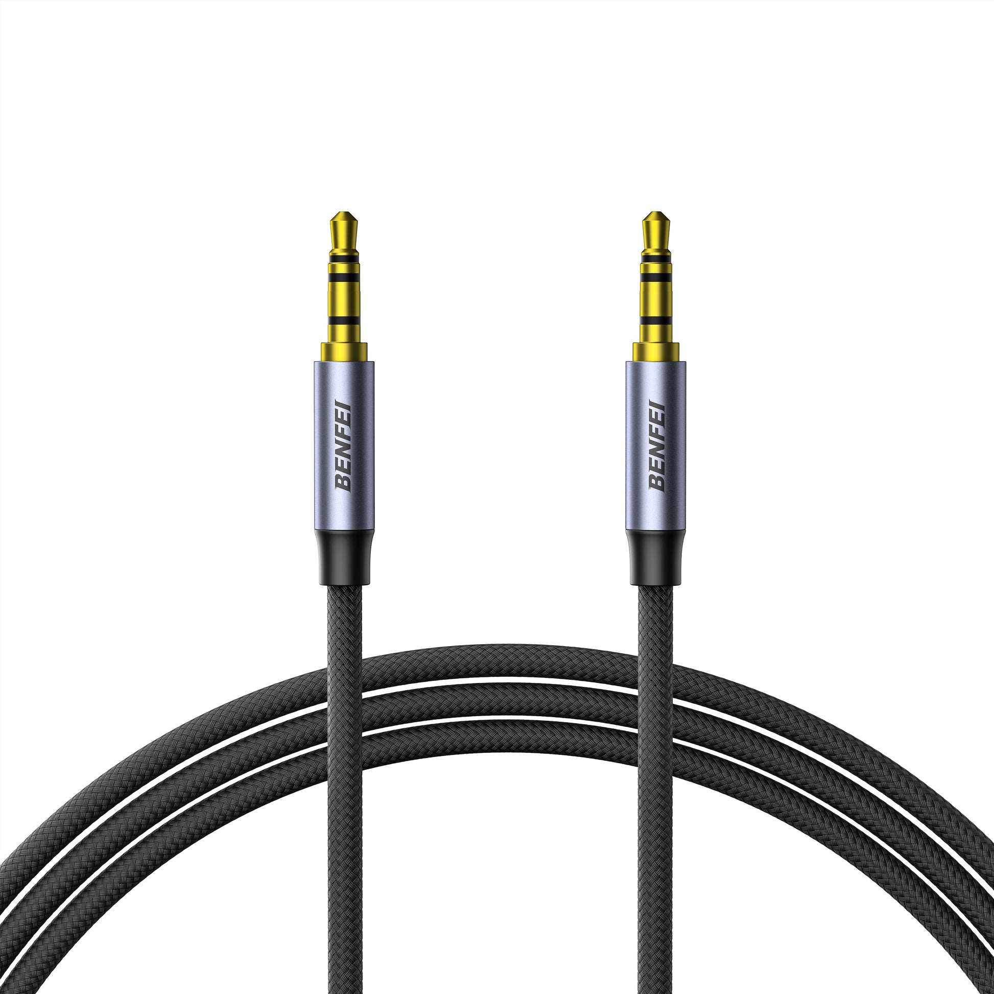 BENFEI 427GY 1M 3.5mm TRRS Male to Male Audio Cable, 4-Pole Stereo Mic Aux Cable, Nylon Braided Headphone V28-ELEBEN427GY1M