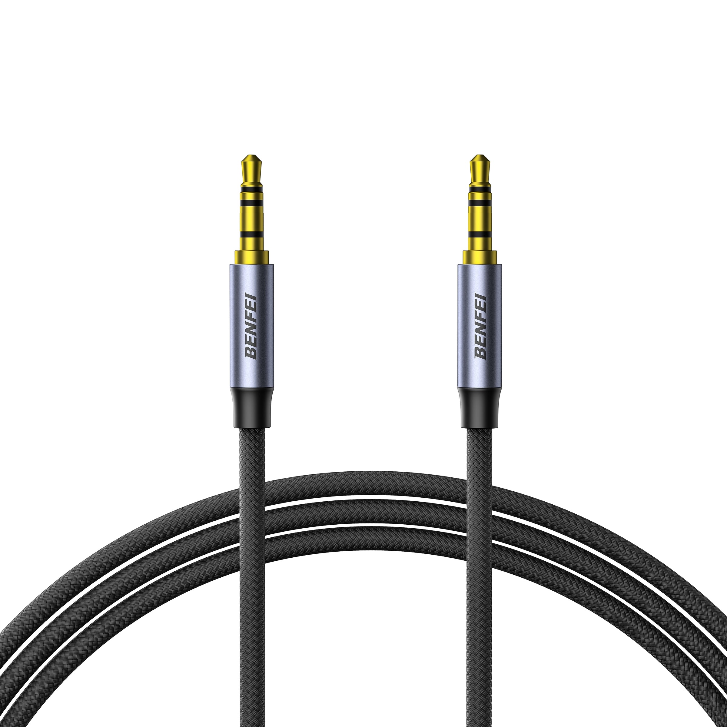 BENFEI 427GY 1M 3.5mm TRRS Male to Male Audio Cable, 4-Pole Stereo Mic Aux Cable, Nylon Braided Headphone V28-ELEBEN427GY1M