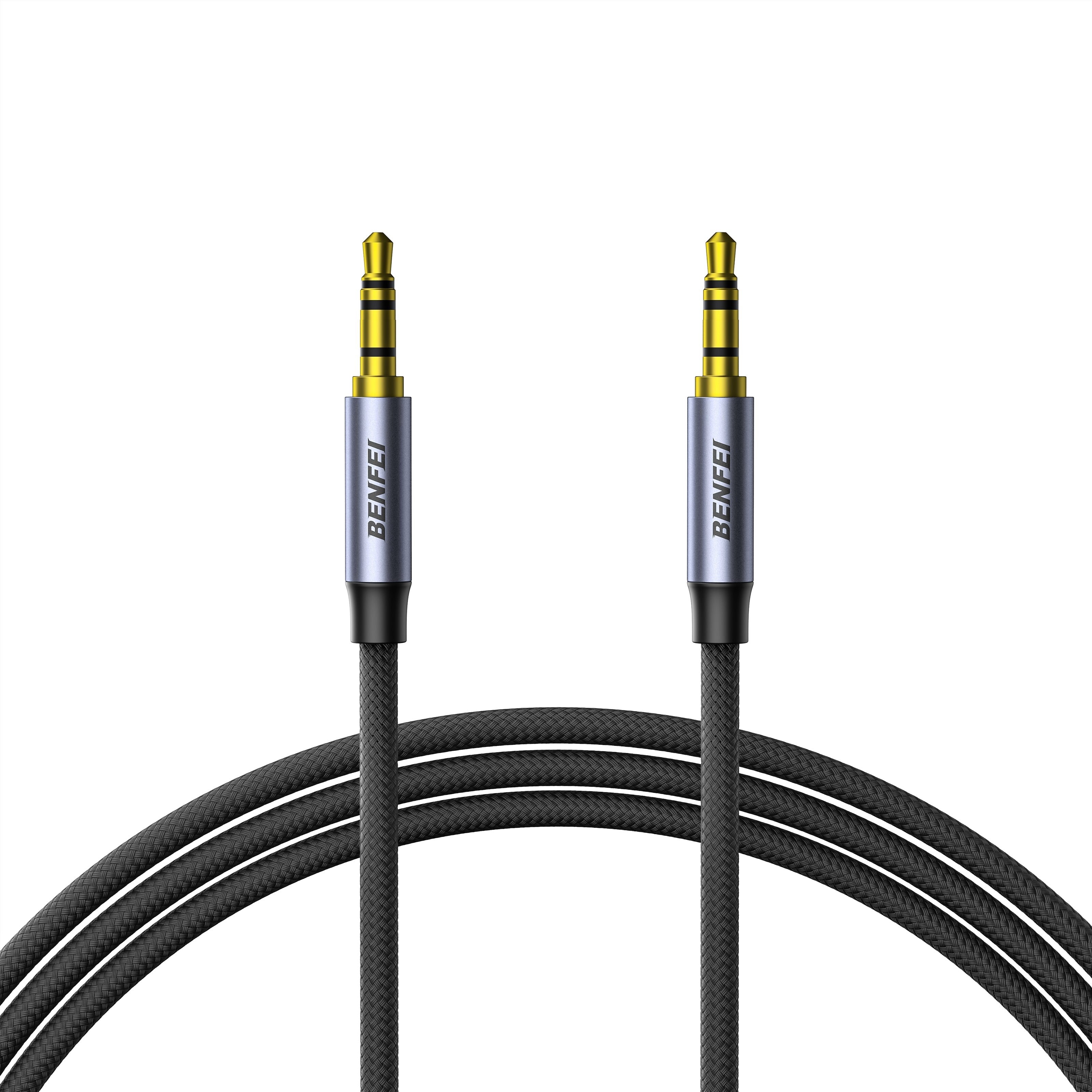 BENFEI 427GY 1M 3.5mm TRRS Male to Male Audio Cable, 4-Pole Stereo Mic Aux Cable, Nylon Braided Headphone V28-ELEBEN427GY1M