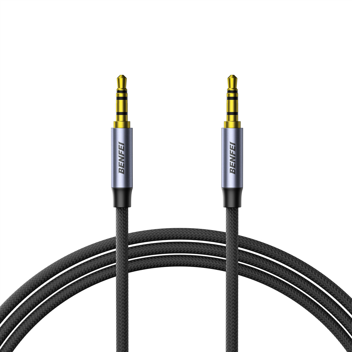 BENFEI 427GY 3M 3.5mm TRRS Male to Male Audio Cable, 4-Pole Stereo Mic Aux Cable, Nylon Braided Headphone V28-ELEBEN427GY3M