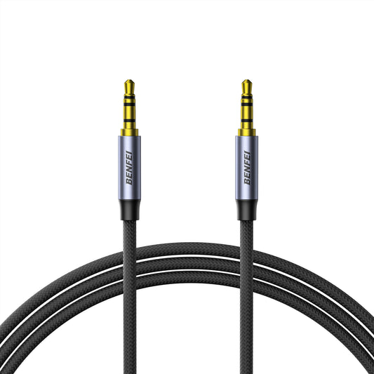BENFEI 427GY 5M 3.5mm TRRS Male to Male Audio Cable, 4-Pole Stereo Mic Aux Cable, Nylon Braided Headphone V28-ELEBEN427GY5M