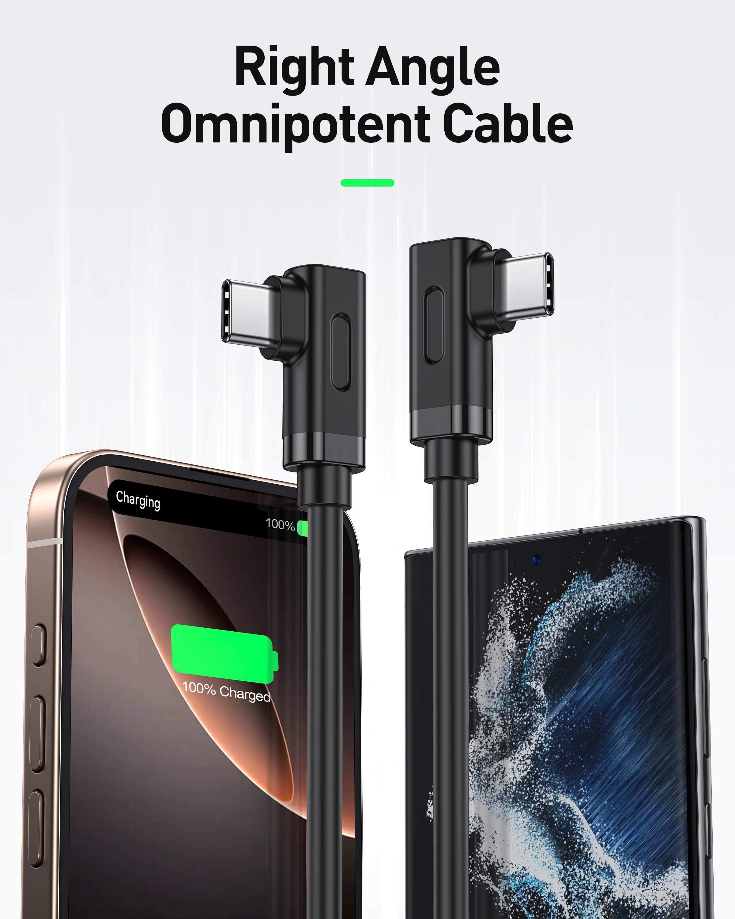 BENFEI 429BK-3M Right Angle USB C Cable 90-Degree, USB 2.0 Type C Charger Cable 3A Fast Charging, Nylon V28-ELEBEN429BK3M