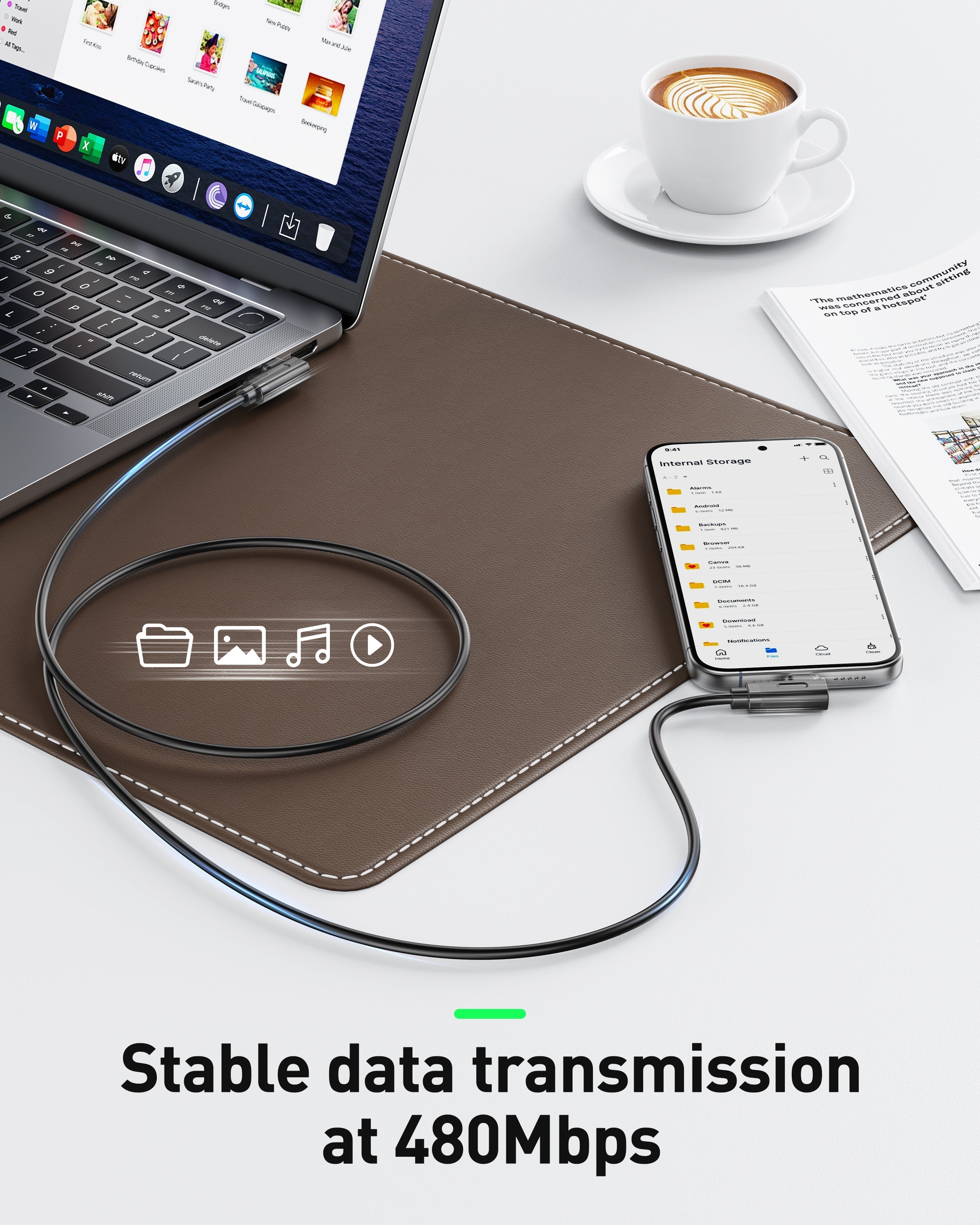 BENFEI 429BK-3M Right Angle USB C Cable 90-Degree, USB 2.0 Type C Charger Cable 3A Fast Charging, Nylon V28-ELEBEN429BK3M