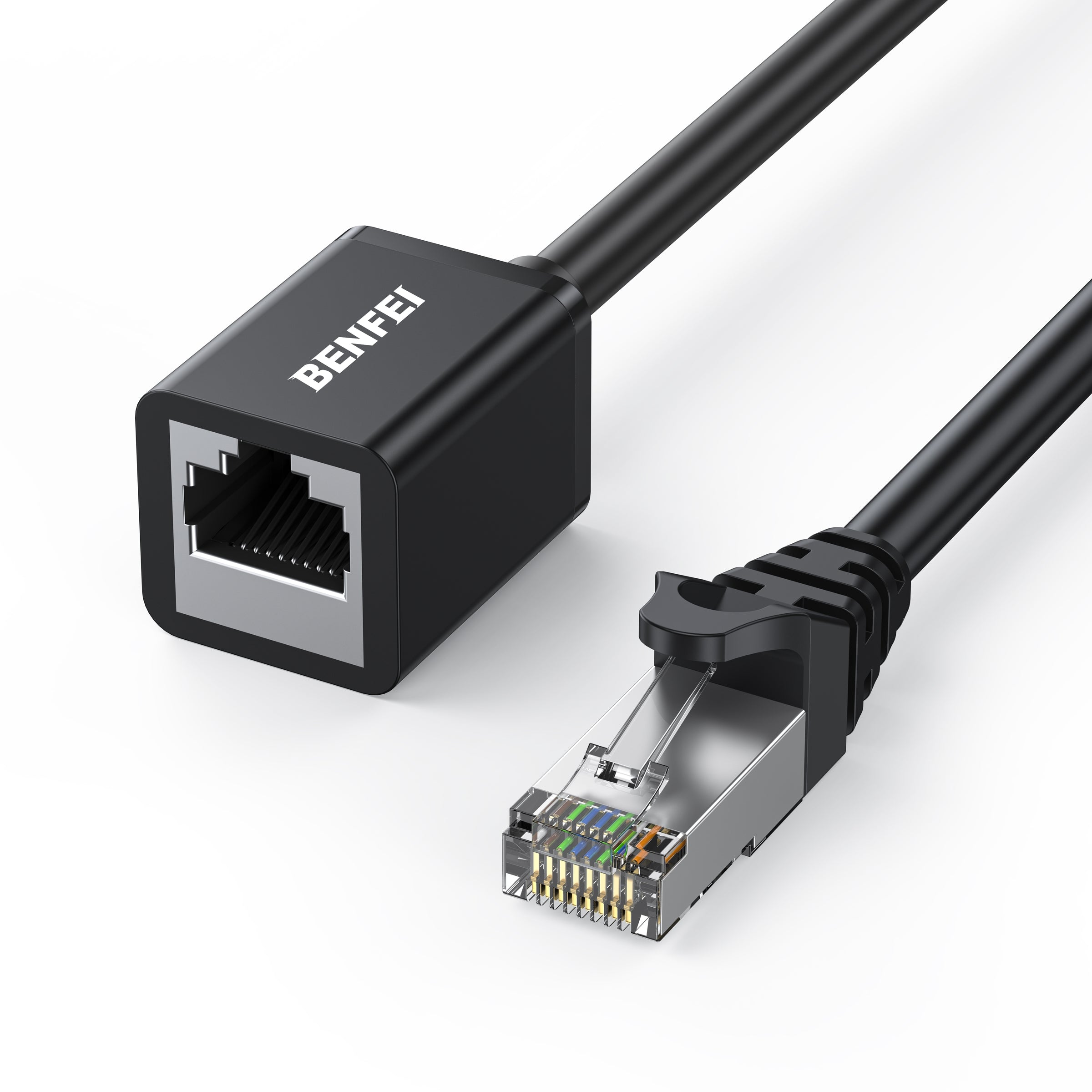 BENFEI 435BK-2M RJ45 Extension Male/Female Patch cords Cat6 1000Mbps 2M V28-ELEBEN435BK2M