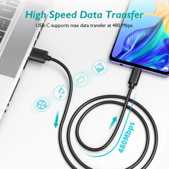 CHOETECH AC0003-V4 USB-A to Type-C Cable 6.6ft Fast Charging Data Cord 2M V28-ELECHOAC0003V4