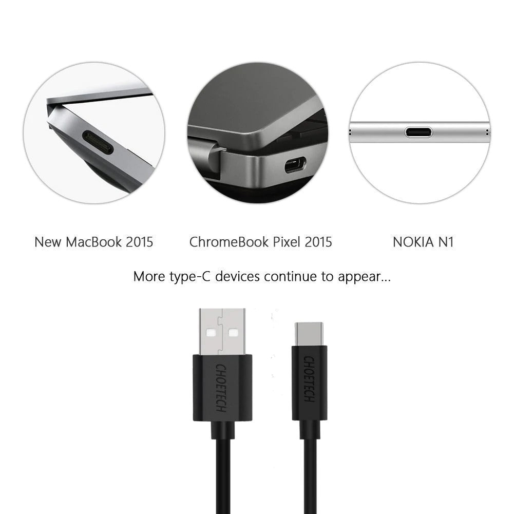 CHOETECH AC0004 USB-A to USB-C Charge & Sync Cable 3M Black V28-ELECHOAC0004