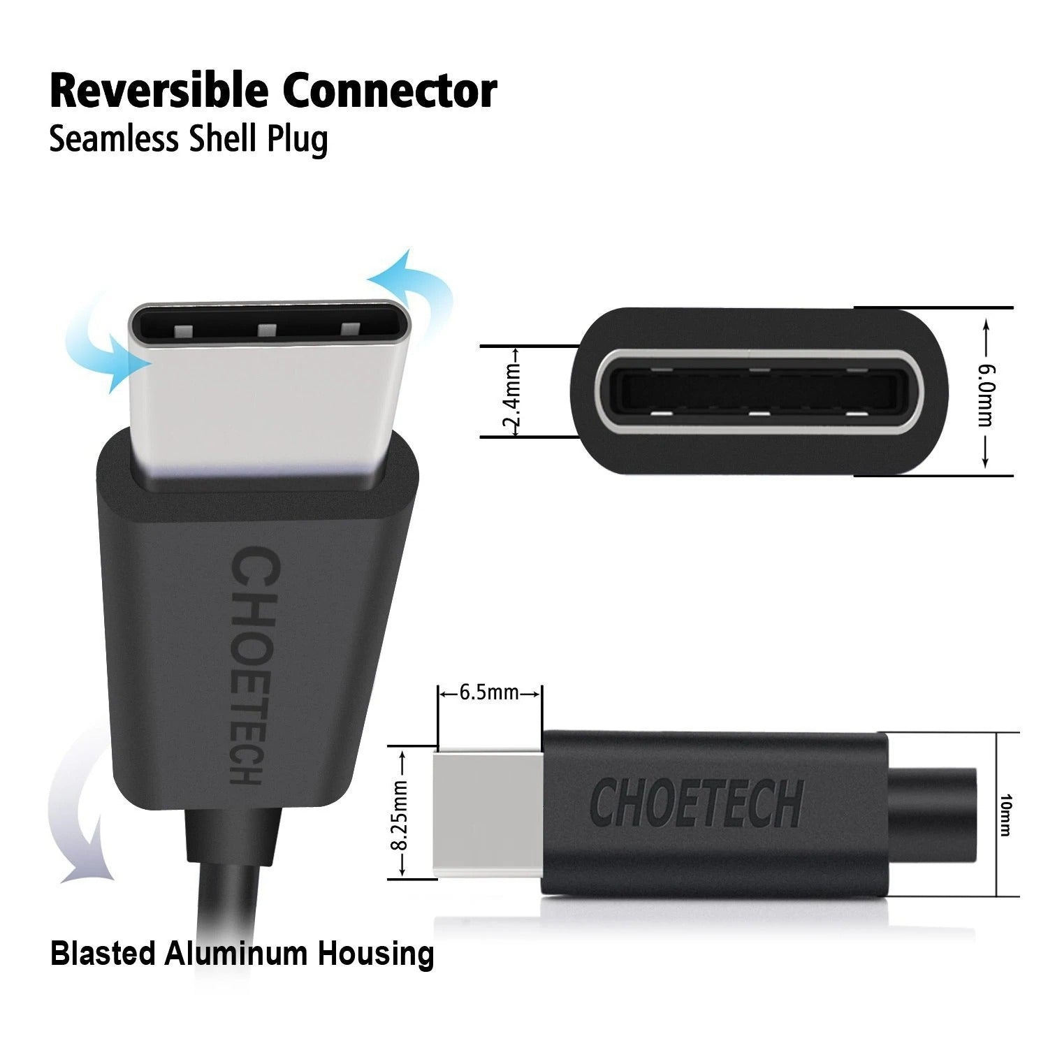 CHOETECH AC0004 USB-A to USB-C Charge & Sync Cable 3M Black V28-ELECHOAC0004