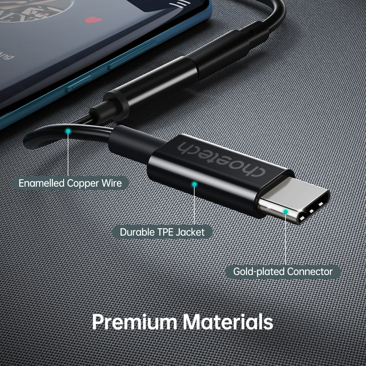 CHOETECH AUX003 USB-C To 3.5mm Headphone Adapter V28-ELECHOAUX003