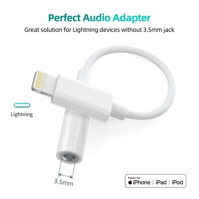 CHOETECH AUX005 iPhone 8-pin to 3.5mm Headphone Adapter V28-ELECHOAUX005