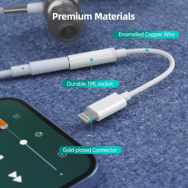 CHOETECH AUX005 iPhone 8-pin to 3.5mm Headphone Adapter V28-ELECHOAUX005