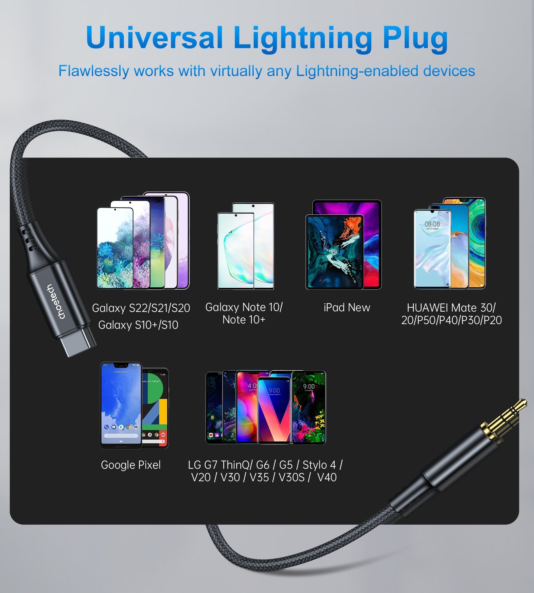 CHOETECH AUX006 Type-C To 3.5mm Audio Cable 1M V28-ELECHOAUX006