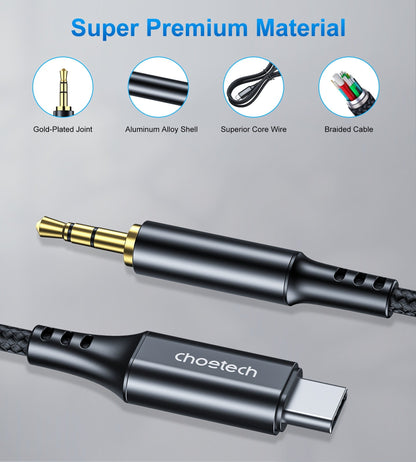 CHOETECH AUX008 Type-C To 3.5mm Audio Cable 2M V28-ELECHOAUX008