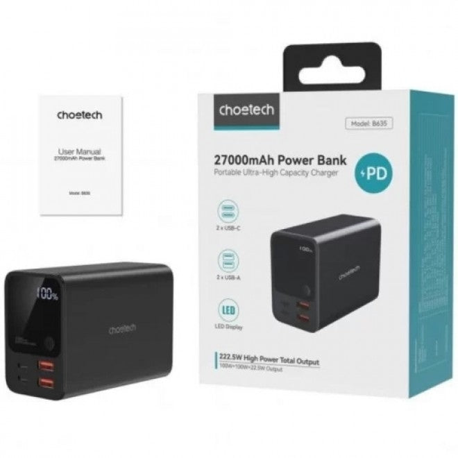 CHOETECH B635 Dual PD 100W 27000 mAh Power Bank V28-ELECHOB635