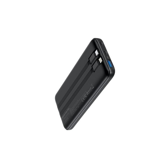 CHOETECH B654 10000mAh Pwer Bank 22.5W USB-A / USB-C / micro USB with built-in USB-C / Lightning cable - black V28-ELECHOB654