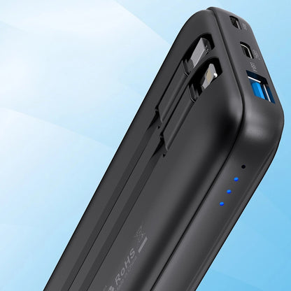 CHOETECH B654 10000mAh Pwer Bank 22.5W USB-A / USB-C / micro USB with built-in USB-C / Lightning cable - black V28-ELECHOB654