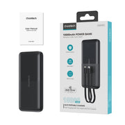 CHOETECH B654 10000mAh Pwer Bank 22.5W USB-A / USB-C / micro USB with built-in USB-C / Lightning cable - black V28-ELECHOB654