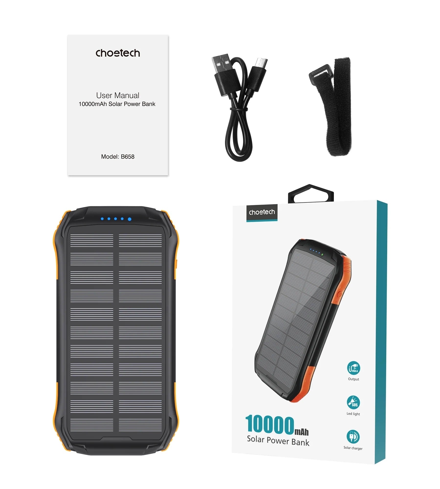 CHOETECH B658 10000mAh Solar Power Bank V28-ELECHOB658
