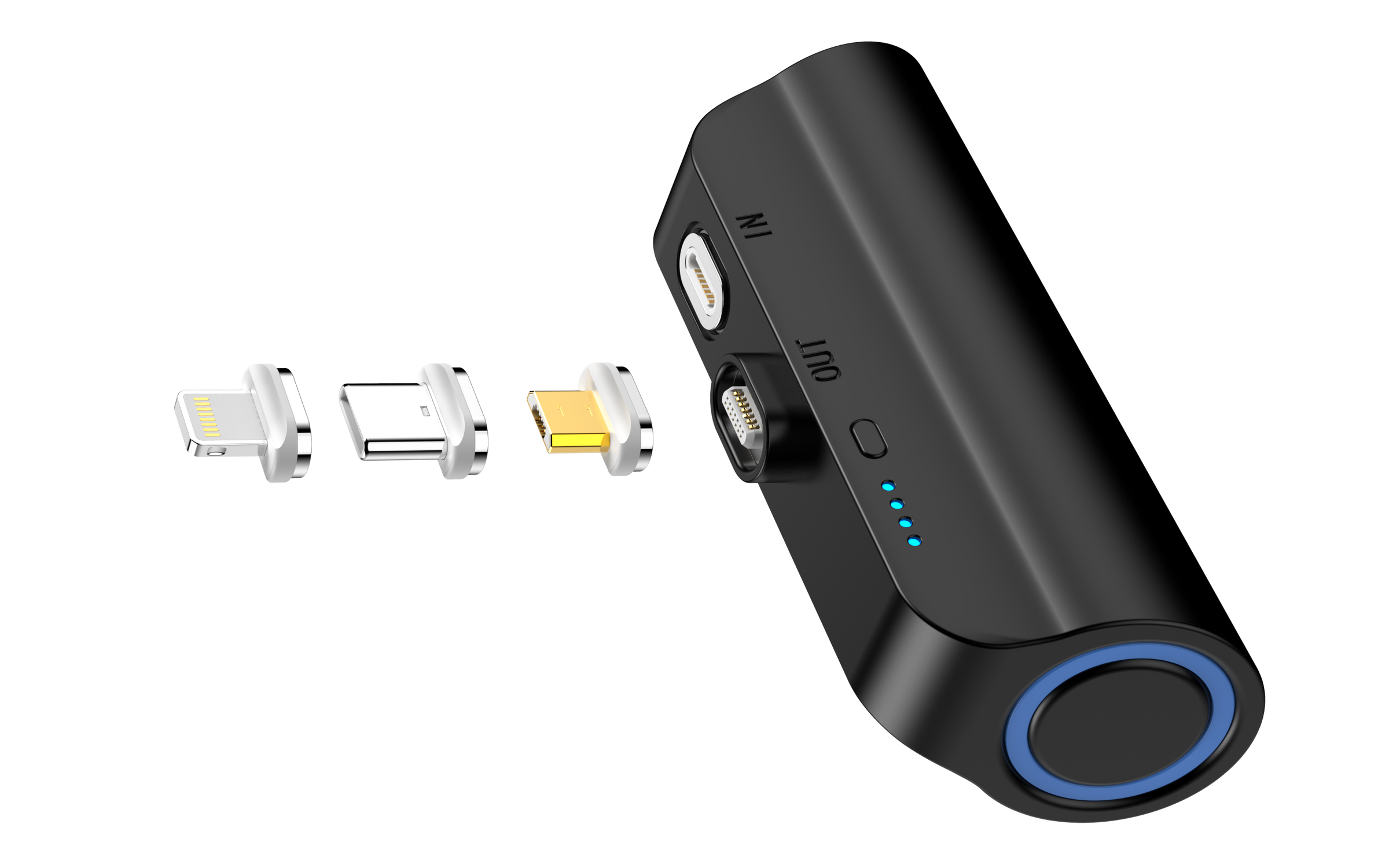 CHOETECH B660-BK 3000mAh Mini Power Bank with 3 Magnetic Connectors (Black) V28-ELECHOB660BK