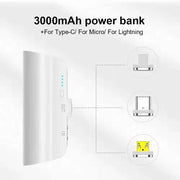 CHOETECH B660-WH 3000mAh Mini Power Bank with 3 Magnetic Connectors (White) V28-ELECHOB660WH