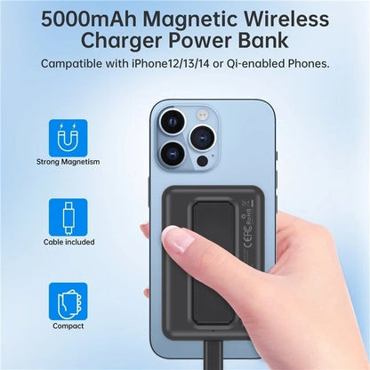 CHOETECH B662-BK USB-A + USB-C + Wireless Magnetic Power bank 5000mAh (Black) V28-ELECHOB662BK