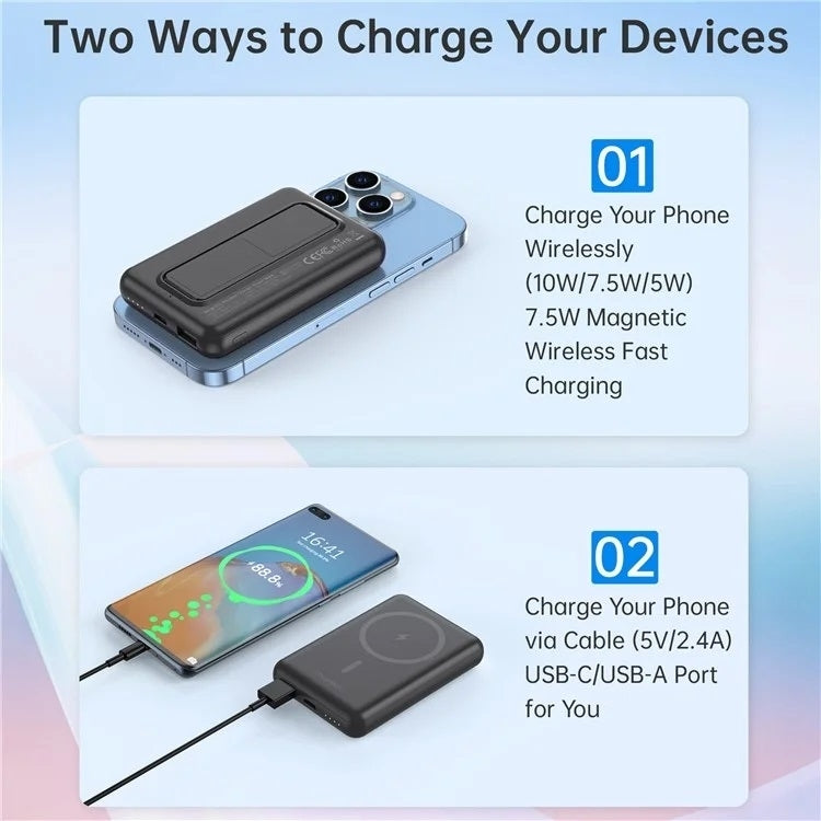 CHOETECH B662-BK USB-A + USB-C + Wireless Magnetic Power bank 5000mAh (Black) V28-ELECHOB662BK