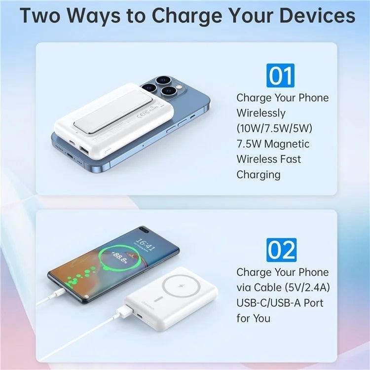 CHOETECH B662-WH USB-A + USB-C + Wireless Magnetic Power bank 5000mAh (White) V28-ELECHOB662WH
