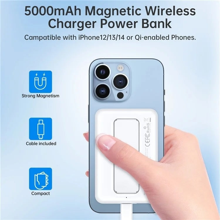 CHOETECH B662-WH USB-A + USB-C + Wireless Magnetic Power bank 5000mAh (White) V28-ELECHOB662WH