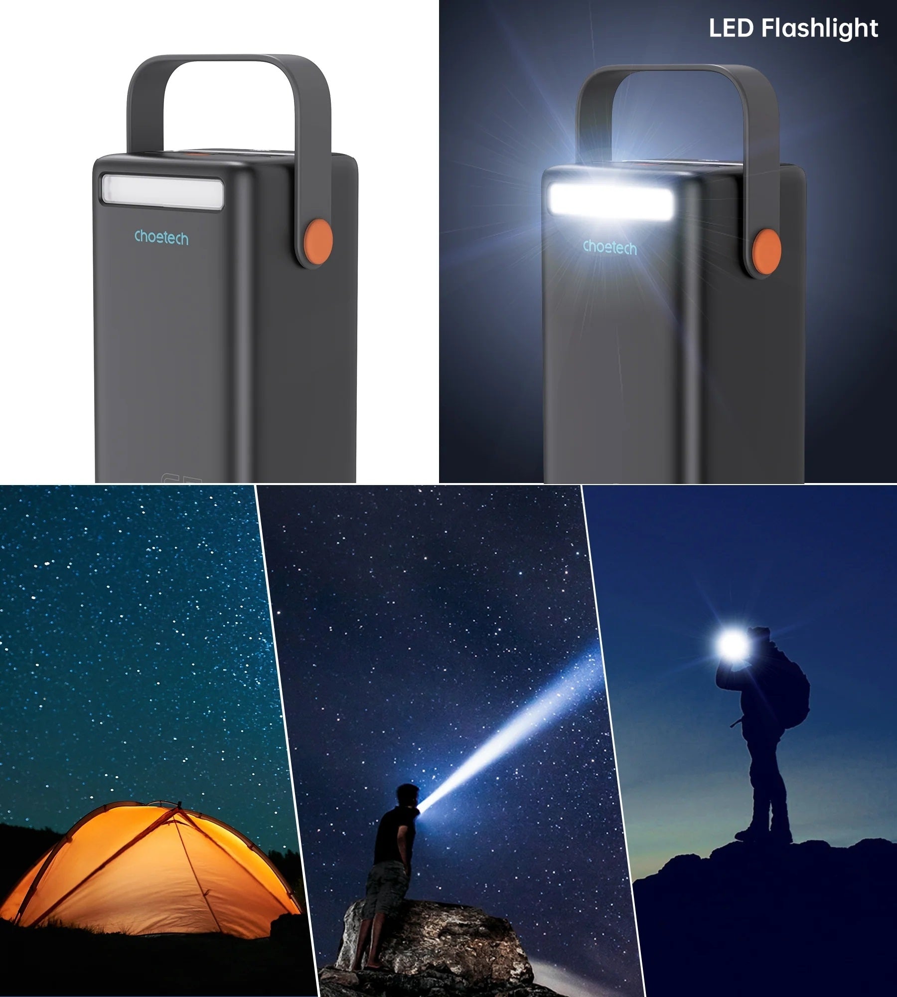 CHOETECH B664 50000mAh PD65W Power Bank with LED Flashlight LCD Display V28-ELECHOB664