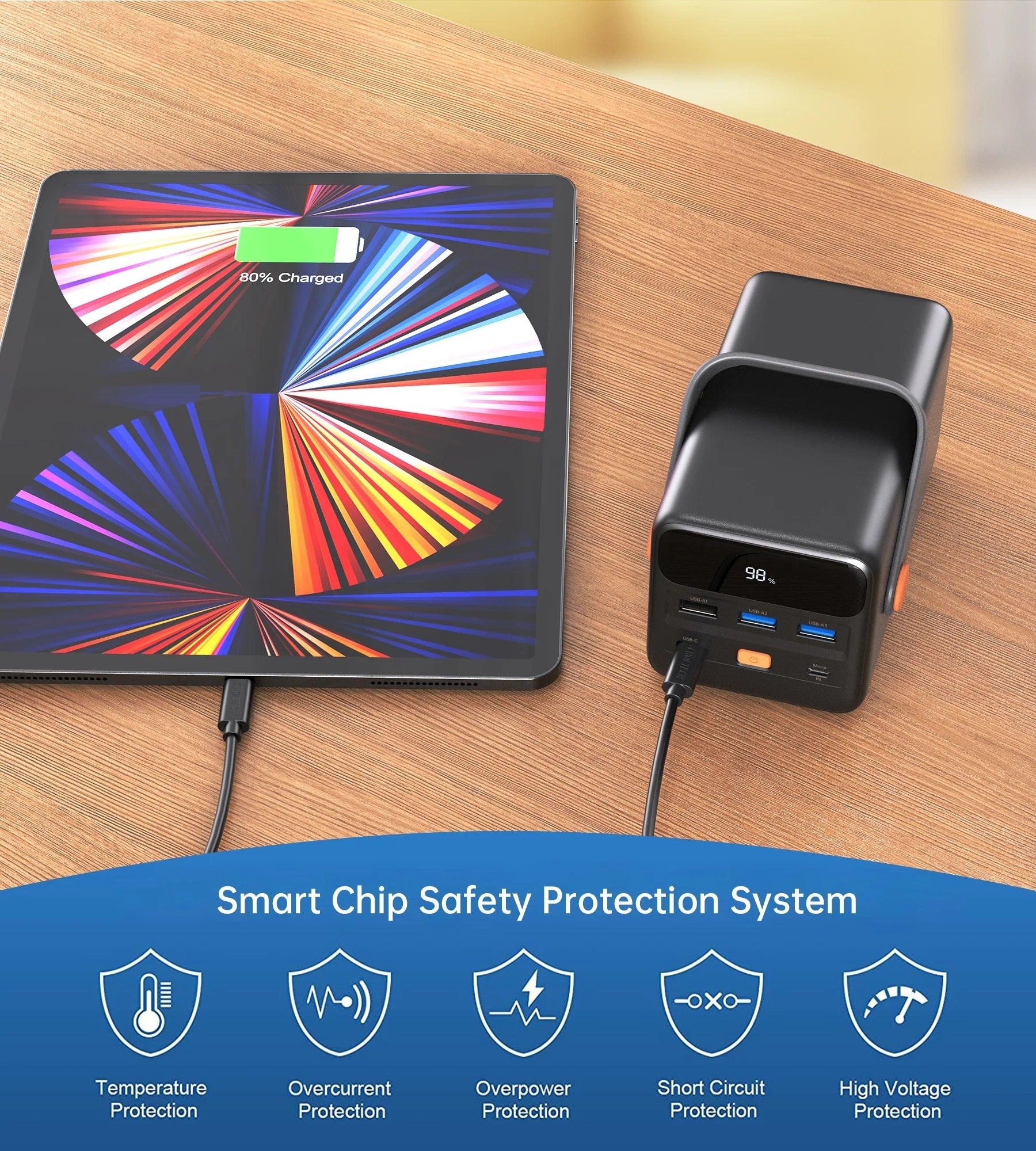 CHOETECH B664 50000mAh PD65W Power Bank with LED Flashlight LCD Display V28-ELECHOB664