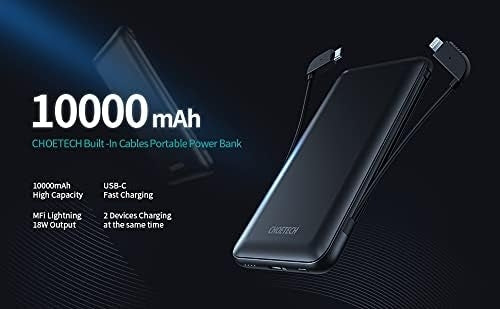 CHOETECH B688-BK 10000mAh MFi Certified PD18W Power Bank (with 2 cables) V28-ELECHOB688BK