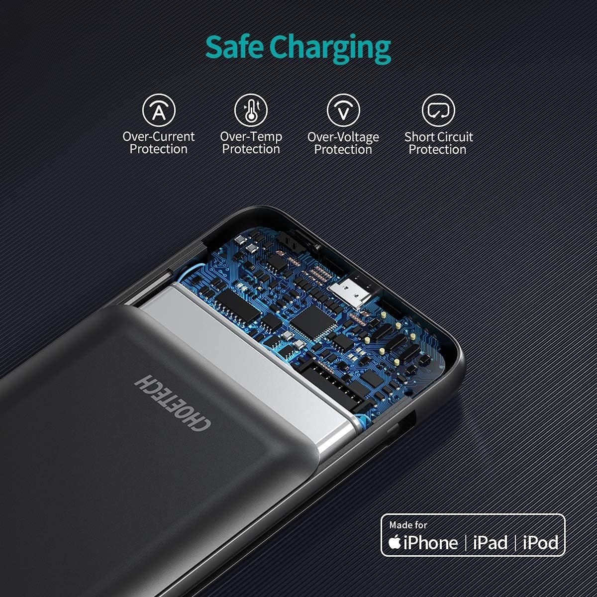 CHOETECH B688-BK 10000mAh MFi Certified PD18W Power Bank (with 2 cables) V28-ELECHOB688BK