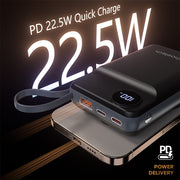 CHOETECH B696-BK 20000mAh 22.5W USB-A + USB-C x 2 + MagLeap Wireless Charge Power Bank Black V28-ELECHOB696BK