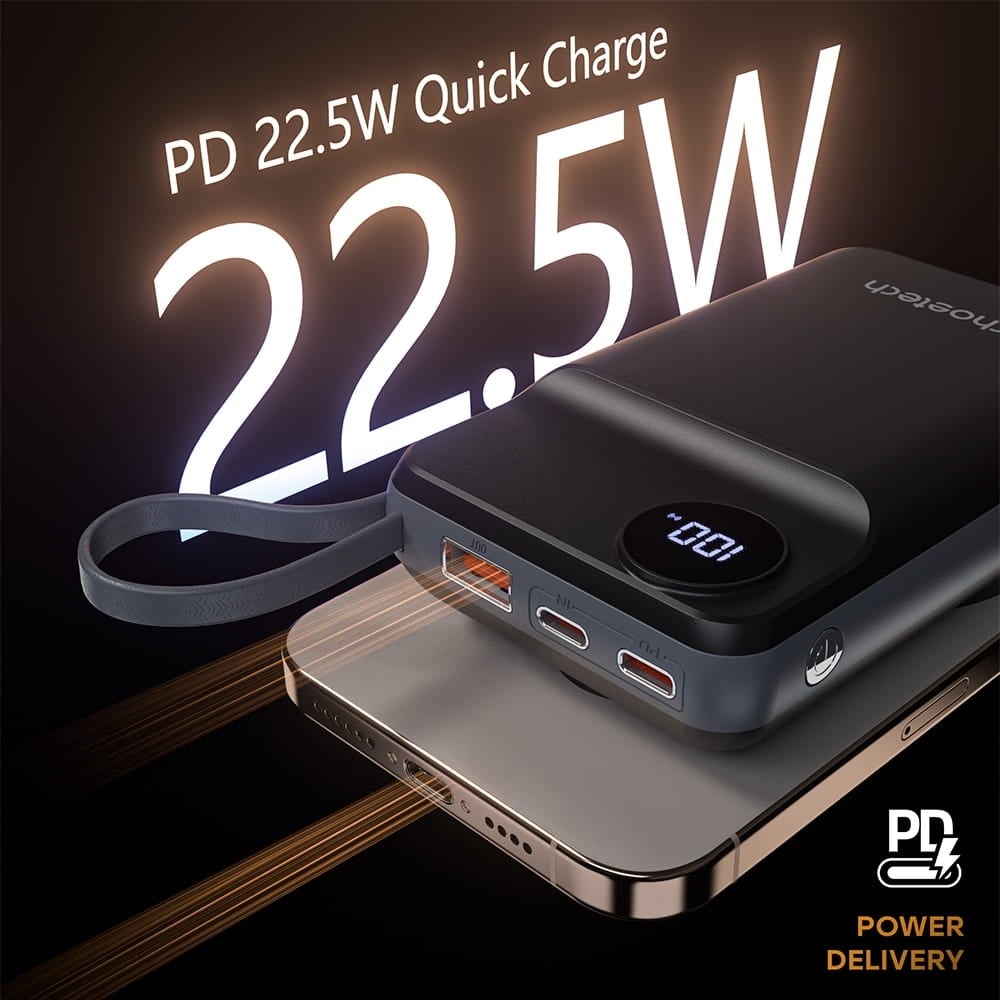 CHOETECH B696-BK 20000mAh 22.5W USB-A + USB-C x 2 + MagLeap Wireless Charge Power Bank Black V28-ELECHOB696BK