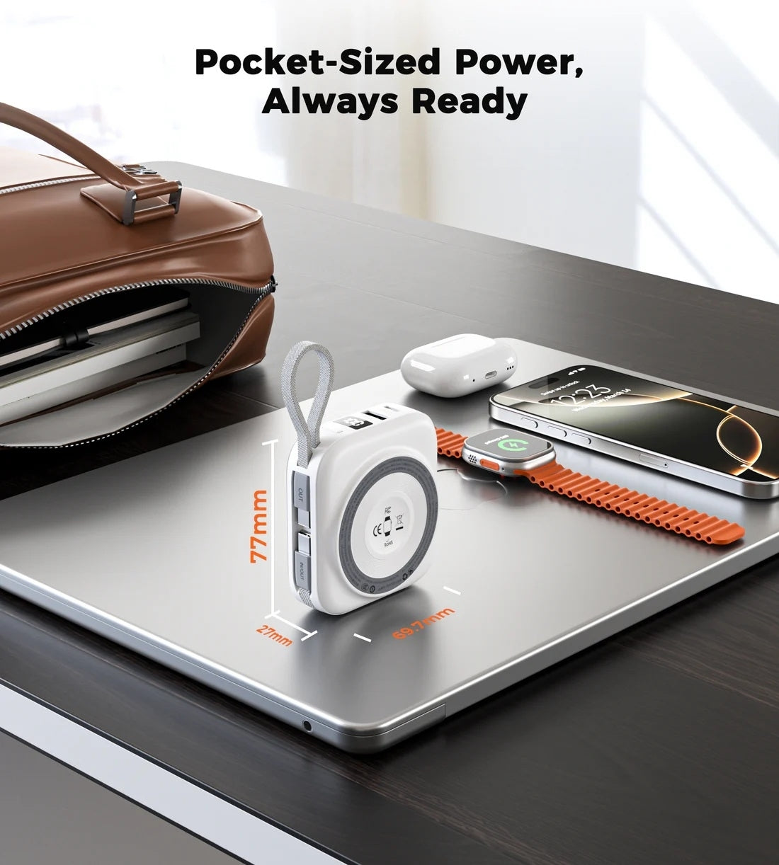 Choetech B697C-WH 10000mAh LED display 22.5W power bank for Mobile and Apple watch/Airpods CCC Certified V28-ELECHOB697CWH