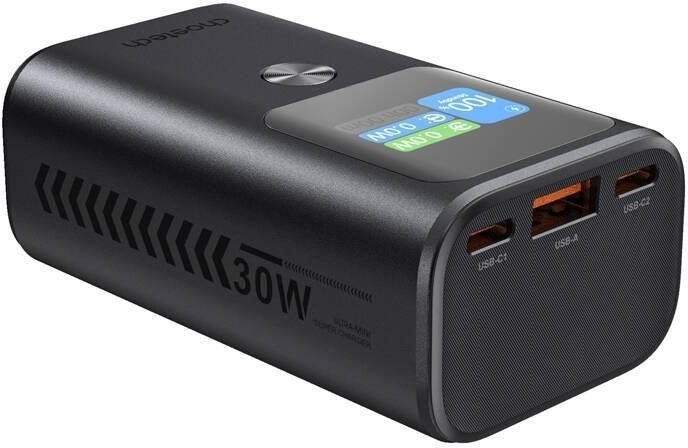 CHOETECH B701-GY 10000mAh PD30W USB-A + USB-C x 2, 3-Port & TFT Display Power Bank V28-ELECHOB701GY