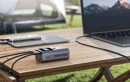 CHOETECH B701-GY 10000mAh PD30W USB-A + USB-C x 2, 3-Port & TFT Display Power Bank V28-ELECHOB701GY