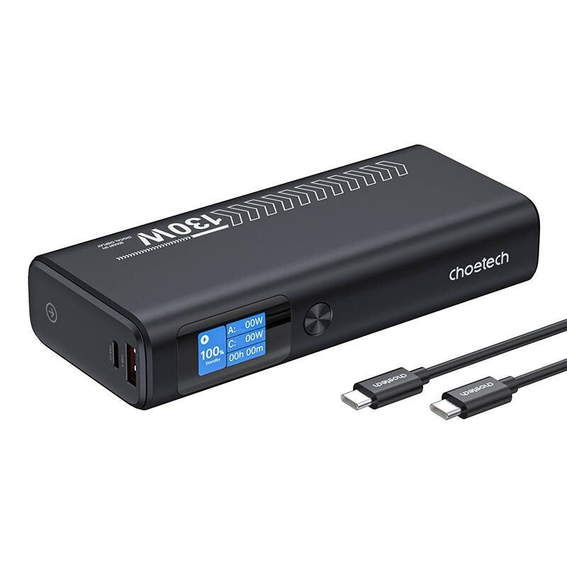CHOETECH B702 20000mAh PD130W USB-A + USB-C x 2, 3-Port & TFT Display Power Bank V28-ELECHOB702