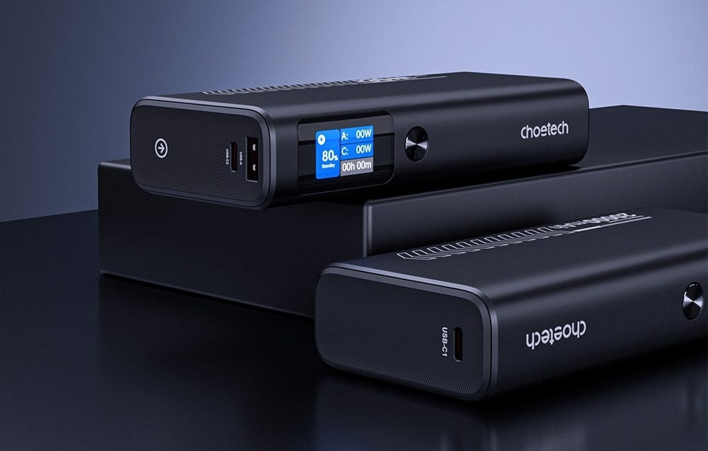 CHOETECH B702 20000mAh PD130W USB-A + USB-C x 2, 3-Port & TFT Display Power Bank V28-ELECHOB702