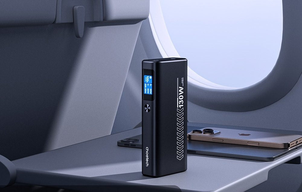 CHOETECH B702 20000mAh PD130W USB-A + USB-C x 2, 3-Port & TFT Display Power Bank V28-ELECHOB702