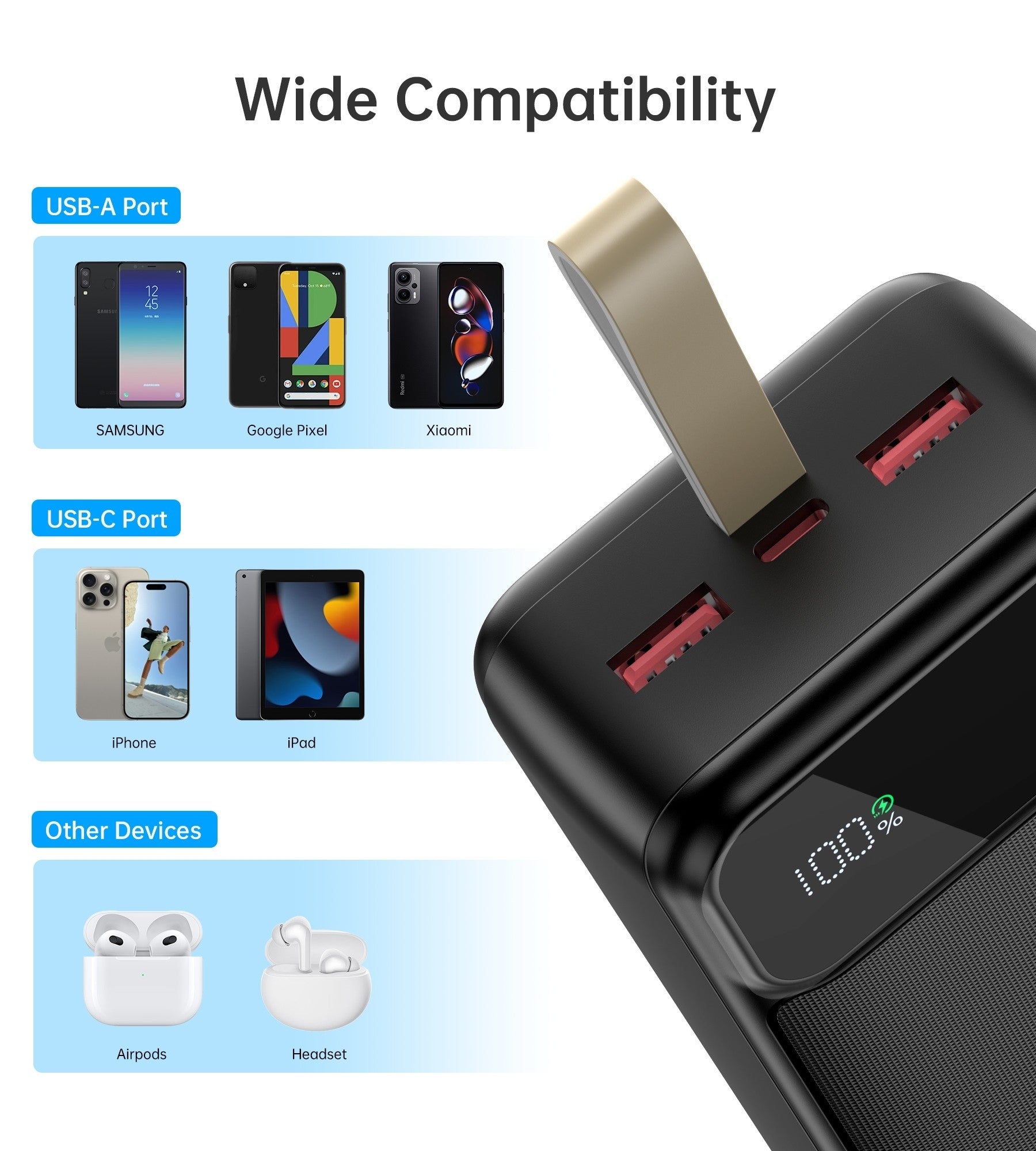 CHOETECH B730 30000mAh Power Bank PD22.5W with Digital Display V28-ELECHOB730
