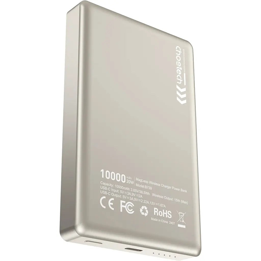 CHOETECH B739-WH 20W Slim USB-C 10000mAh Magnetic Power Bank - White V28-ELECHOB739WH