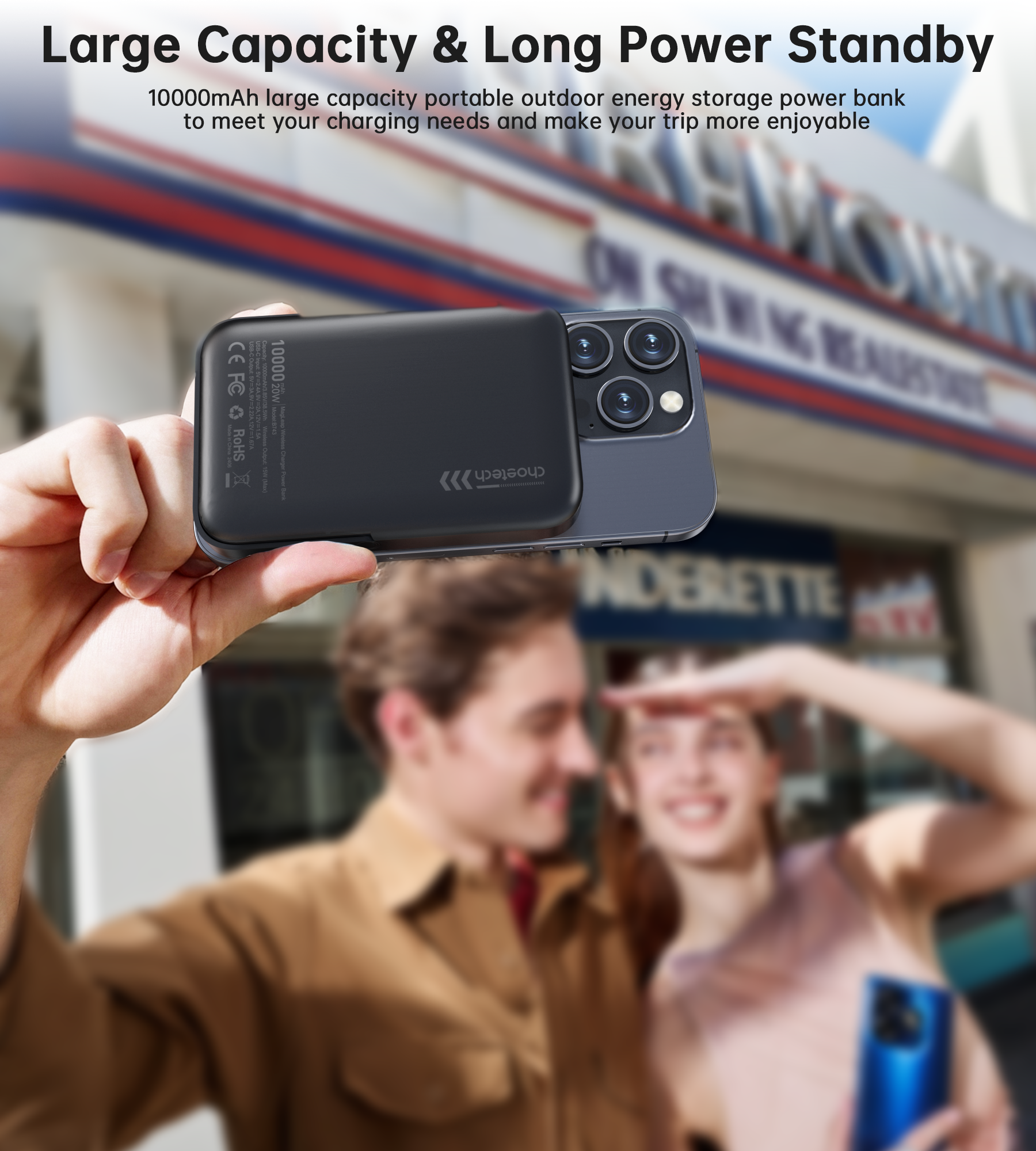 CHOETECH B743-BK 10000mAh PD20W Magnetic Power Bank with Holder Black V28-ELECHOB743BK