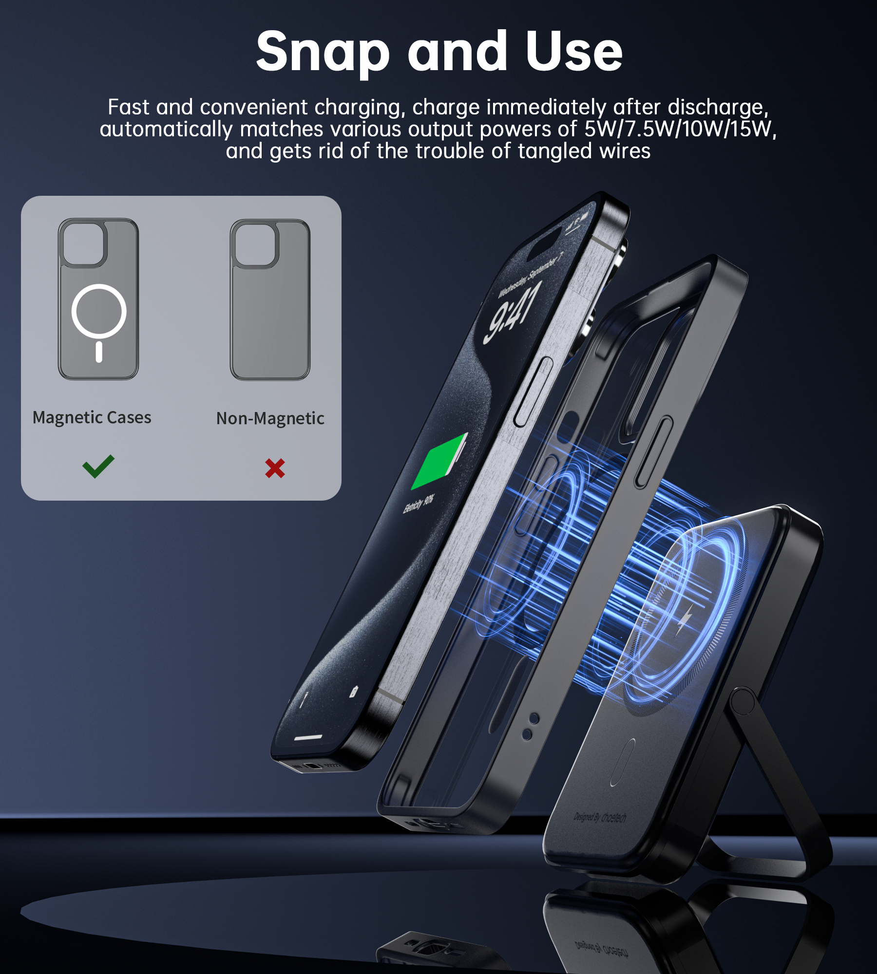 CHOETECH B743-BK 10000mAh PD20W Magnetic Power Bank with Holder Black V28-ELECHOB743BK