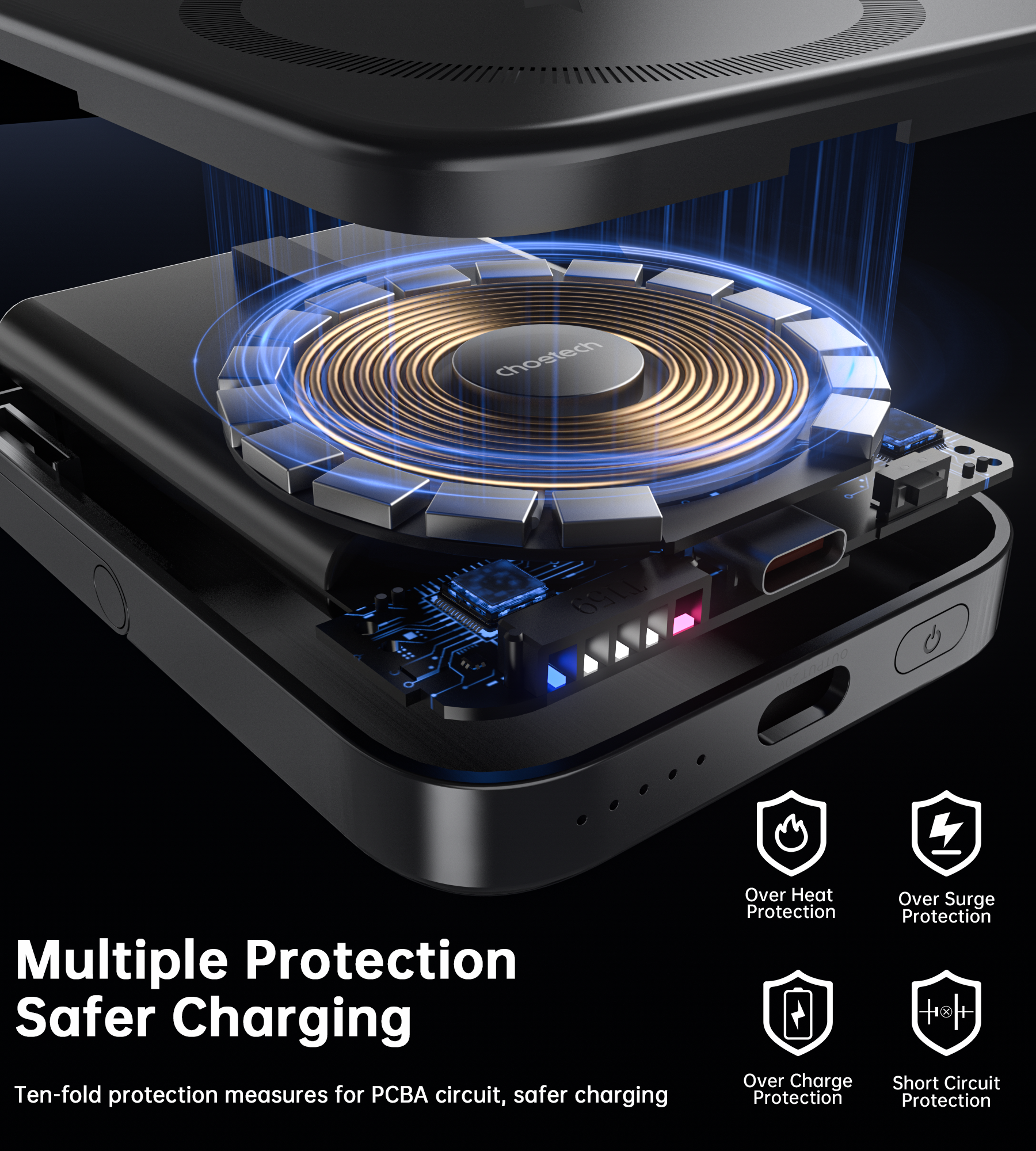 CHOETECH B743-BK 10000mAh PD20W Magnetic Power Bank with Holder Black V28-ELECHOB743BK