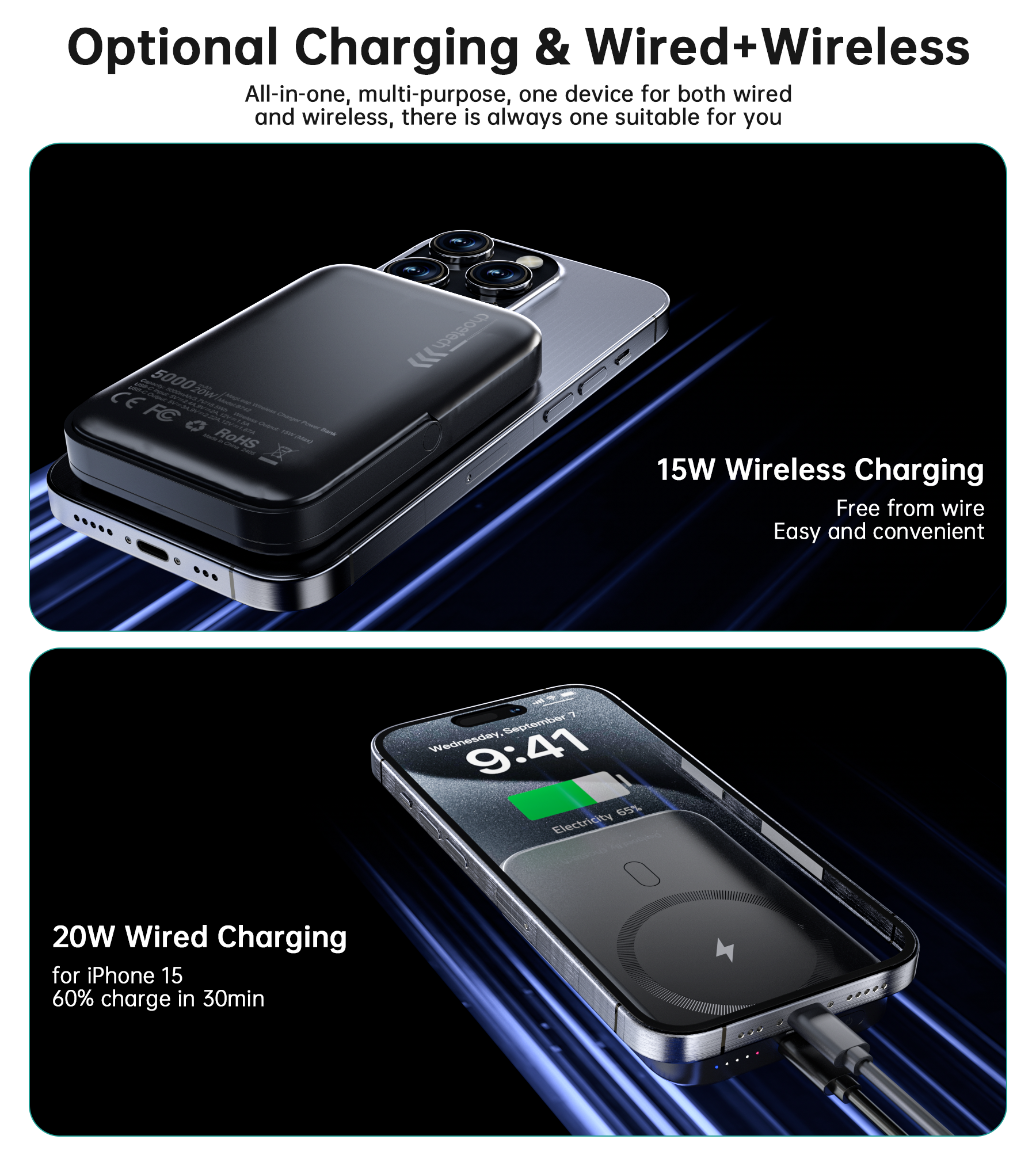 CHOETECH B743-BK 10000mAh PD20W Magnetic Power Bank with Holder Black V28-ELECHOB743BK