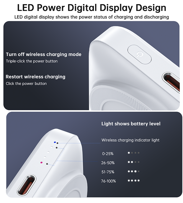 CHOETECH B743-WH 10000mAh PD20W Magnetic Power Bank with Holder White V28-ELECHOB743WH