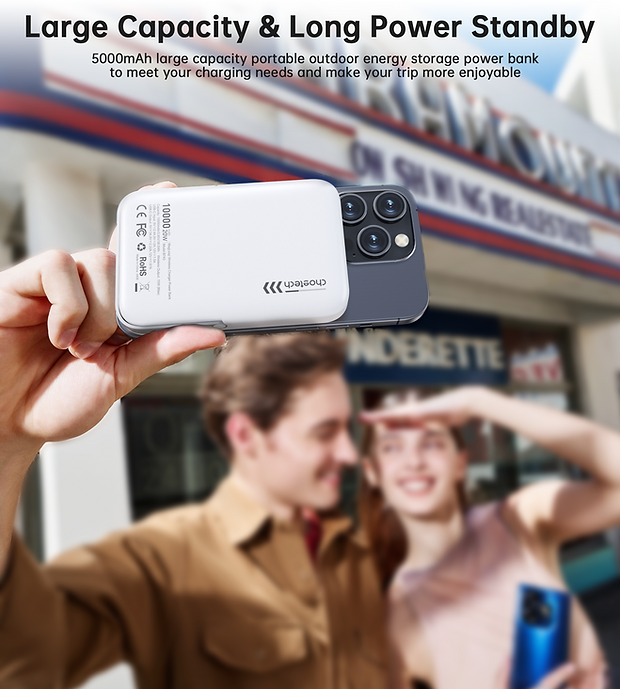 CHOETECH B743-WH 10000mAh PD20W Magnetic Power Bank with Holder White V28-ELECHOB743WH
