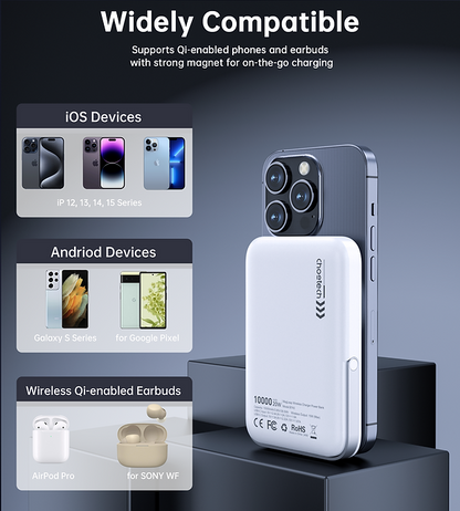 CHOETECH B743-WH 10000mAh PD20W Magnetic Power Bank with Holder White V28-ELECHOB743WH