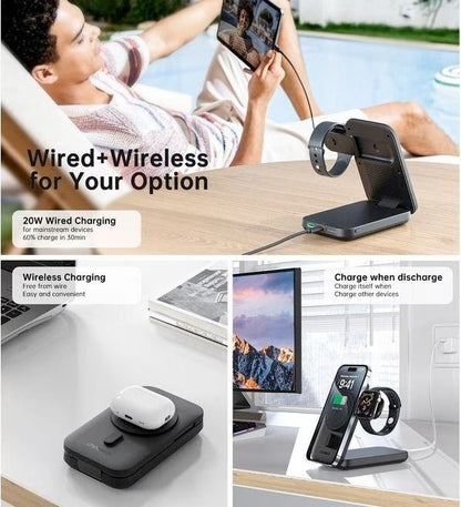 CHOETECH B750 Qi2 Certified 3-in-1 magnetic charger Stand with 10000mAh battery V28-ELECHOB750