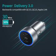 CHOETECH C0054-SL Dual Port PD 40W USB-C Car Charger Adapter Silver V28-ELECHOC0054SL
